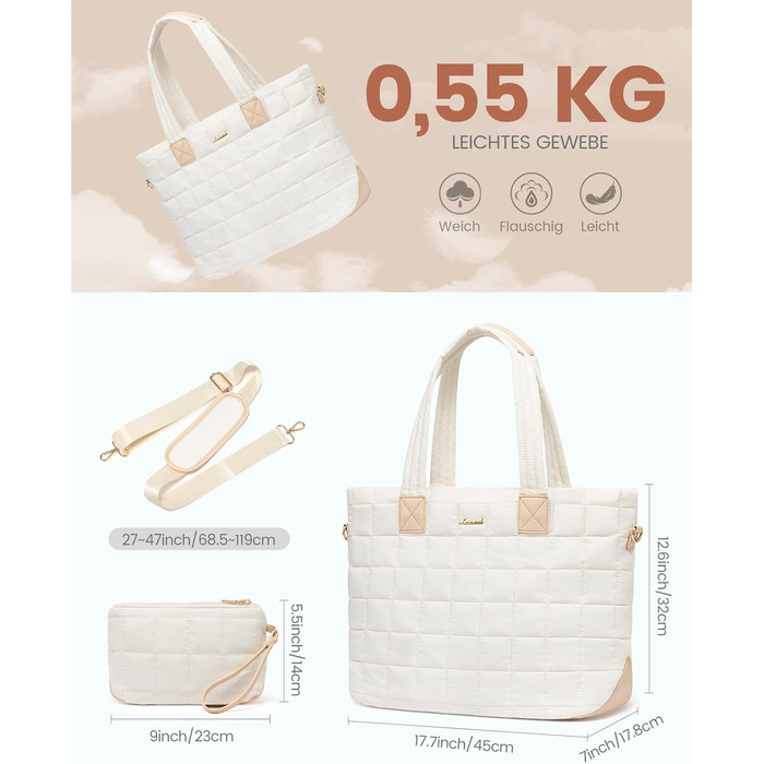 Сумка для ноутбука LOVEVOOK для жінок, 15.6 дюймів, бежева: робоча, для навчання, універсальна