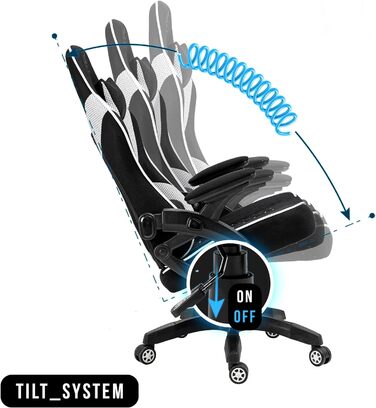 Ігрове крісло KRAKEN CHAIRS, чорно-біле, ергономічне, регульоване по висоті, з підлокітником і поперековою подушкою