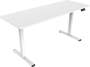 Mars Gaming MGD-ERGOPRO: Регульований за висотою електричний стіл, 110x60 см, білий. Ергономічна поверхня з карбону, металева конструкція, тримач для навушників, кабельний менеджмент