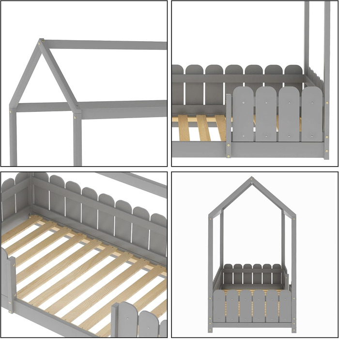 Двоярусне ліжко-хата Moimhear 90x200 см - універсальне ліжко з дерева для хлопчиків та дівчаток