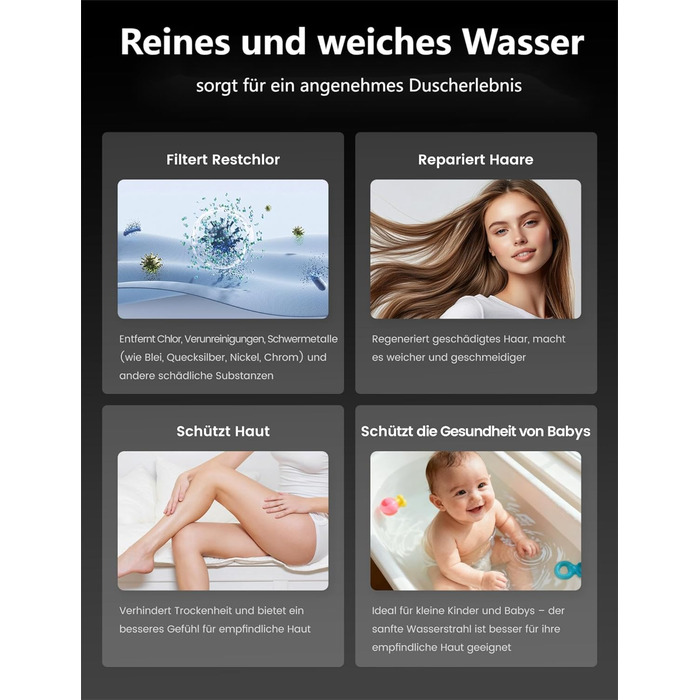 Фільтр для душу MEKO, високий тиск, ручна лійка з 15-шаровим фільтром, шланг 1,5м, 3 режими, економія води, видалення хлору, жорсткої води, важких металів (срібла)