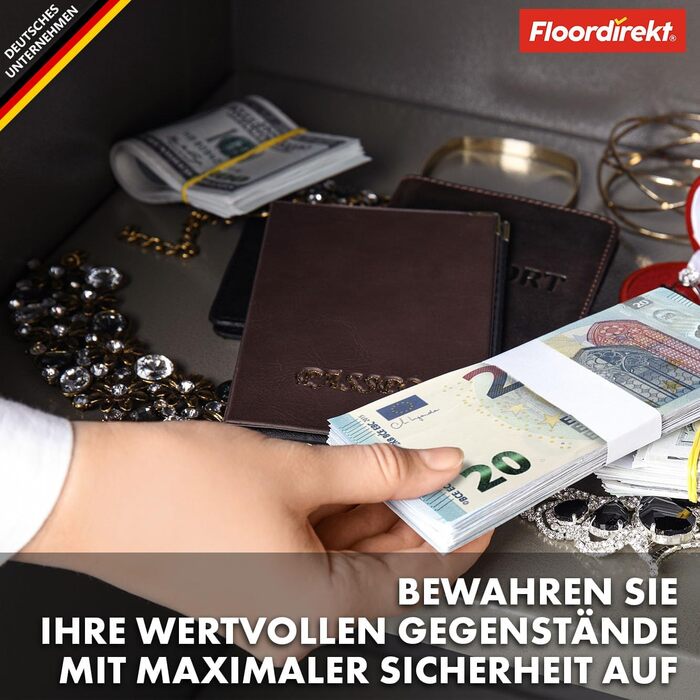 Мобільний сейф Floordirekt Tresor Grasberg: захист для дому, 20x31x20 см, антрацит, електронний та комбінаційний замок, настінний сейф з болтами та ключем