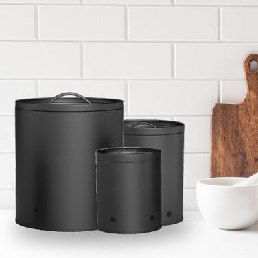 Коробки для зберігання картоплі, цибулі та часнику (набір 3 шт.) - Коробки для овочів з вентиляційними отворами, матовий чорний