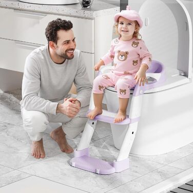 Універсальний дитячий сидіння для унітазу 3-в-1 з драбинкою, фіолетовий - тренажер для привчання до горщика для хлопчиків та дівчаток