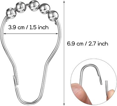 Набір з 12 металевих кріплень для душової завіси LIHAO, гачки для душу, 69x39 мм