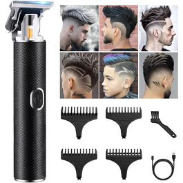 Машинки для стрижки волосся MeKeco, Акумуляторний точний тример, 0 мм лисий, Професійні машинки для стрижки волосся для чоловіків, Тример для бороди з USB-зарядним пристроєм Type-C, Потужний двигун, Плавне зрізання