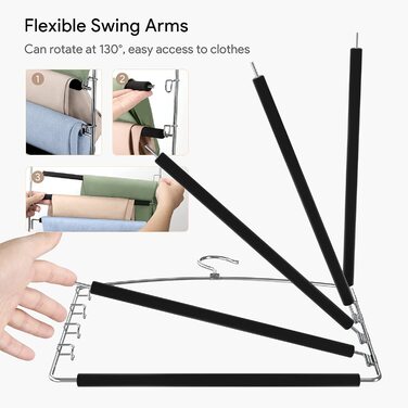 Набір вішалок для штанів Housolution 4 шт. з антиковзним покриттям, чорного кольору