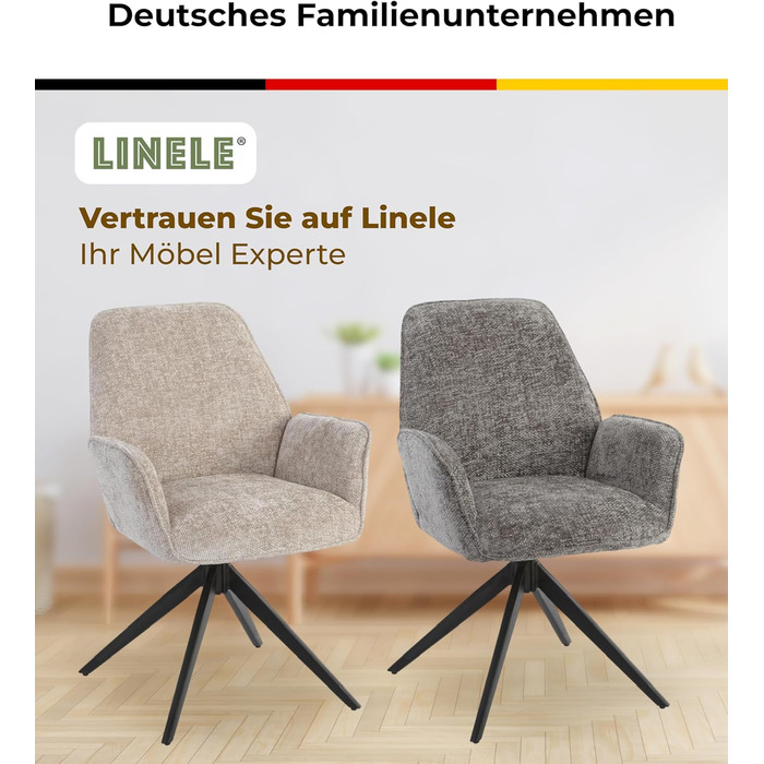 Обідні стільці 2 шт. темно-сірого кольору – поворотні на 360° з м'яким велюровим покриттям – функція повернення з пружинним механізмом – сучасний дизайн та легка збірка – без PFC та сертифіковані Oeko-TEX®
