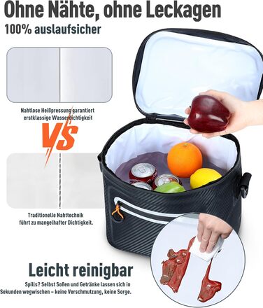 Термосумка-холодильник 7л, 14л, 24л ізольована водонепроникна для кемпінгу, пікніка, пляжу та грилю - Carbon-Schwarz (Чорний)