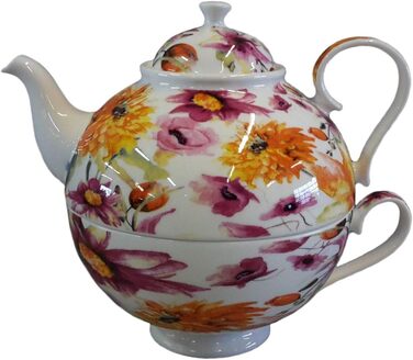 Чайний сервіз Чай на один горщик і чашку з блискучого порцелянового декору Summer Meadow