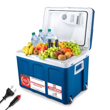 Термобокс електричний First Austria 45L 12V/230V для авто та мережі, чорний. Міні-холодильник з колесами для кемпінгу, подорожей, фестивалів. Охолоджує та гріє.