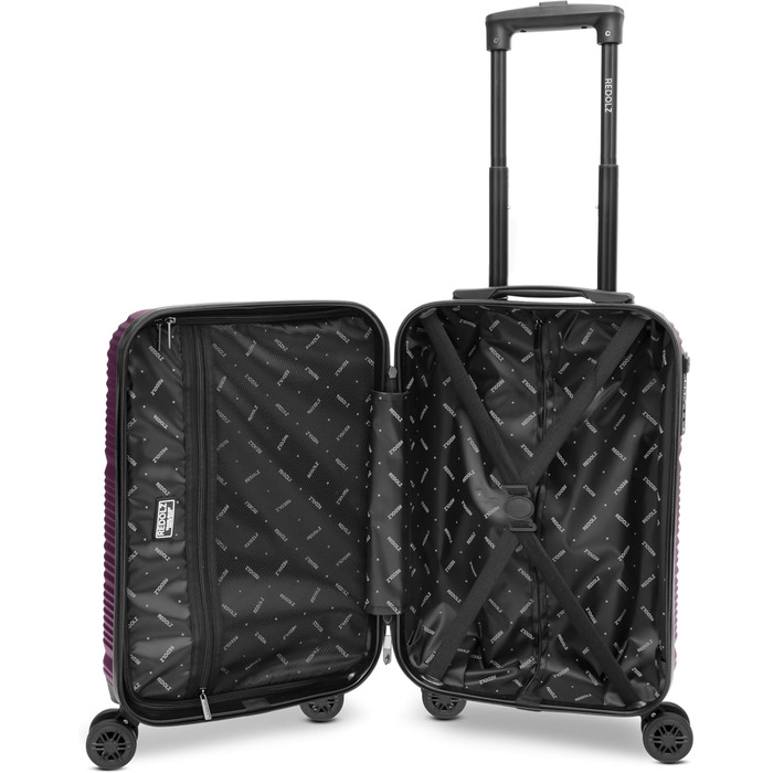 Набір валіз REDOLZ 3 шт. | Легкі валізи-ролери з ABS-пластику | Для жінок та чоловіків | 4 колеса, TSA-замок (Essentials 16) | Бордовий, валіза S (55 см)