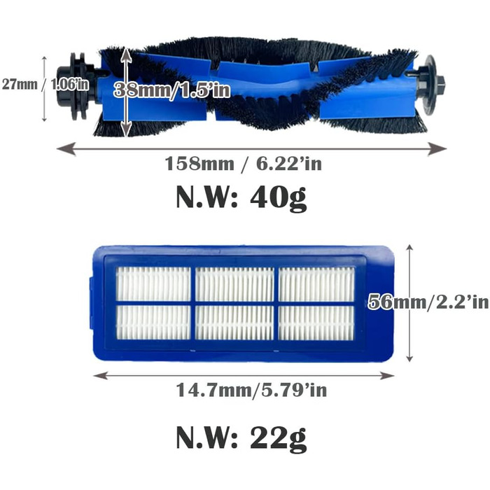 Аксесуари Запасна частина для Eufy Robovac 11S Max, 15C Max, 30C Max, G20, G30, G30 Edge, G32 Pro Робот-пилосос, валик щітки та набір для заміни фільтрів