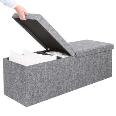 Лавка світло-сіра 115x38x38см з відкидною кришкою