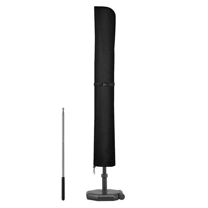 Захисна чохол для парасольки/маркету/газонного сонцезахисту, діаметром до 400 см, водонепроникний, зимостійкий, UV-стійкий, чорний (220x30/50 см)