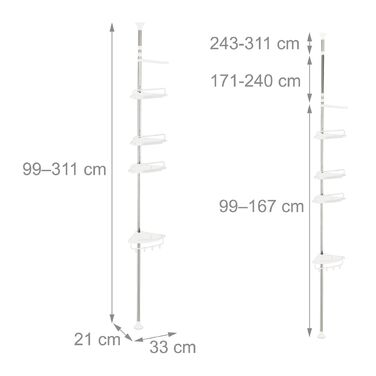 Поличка для душу Relaxdays, телескопічна