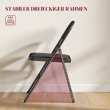 Набір з 2-х розкладних стільців, портативні офісні стільці, металевий каркас, складаний стілець для офісу, рецепції, зони очікування, з текстурою льону, чорного кольору.