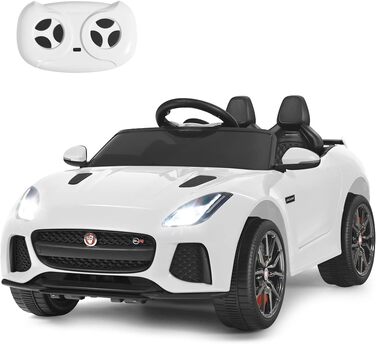 Дитячий електромобіль Jaguar Costway, 12V, з пультом, музикою, фарами, білий, для дітей від 3 років