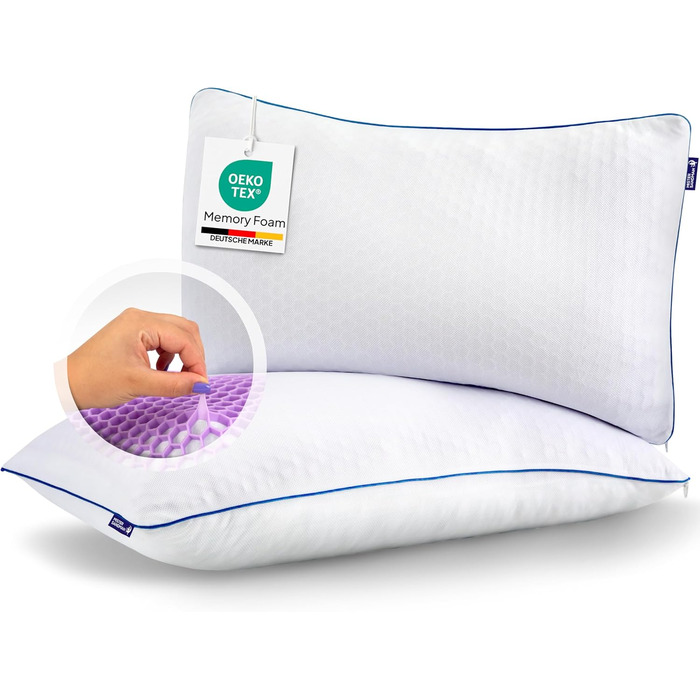 Подушка Mister Sandman 40x80 см, ортопедична з Memory Foam та Honeycomb GelFlex Grid, дихаюча та пральна, для сну на боці, спині та животі, набір 1 шт.