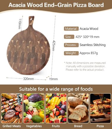 Нейлонове обробне дошка XINZUO Hirnholz (35x25x2.6cm) з антиковзкими ніжками, ручкою та жолобом для соку. Кухонна дошка з акації (42,5*32*1,9cm)
