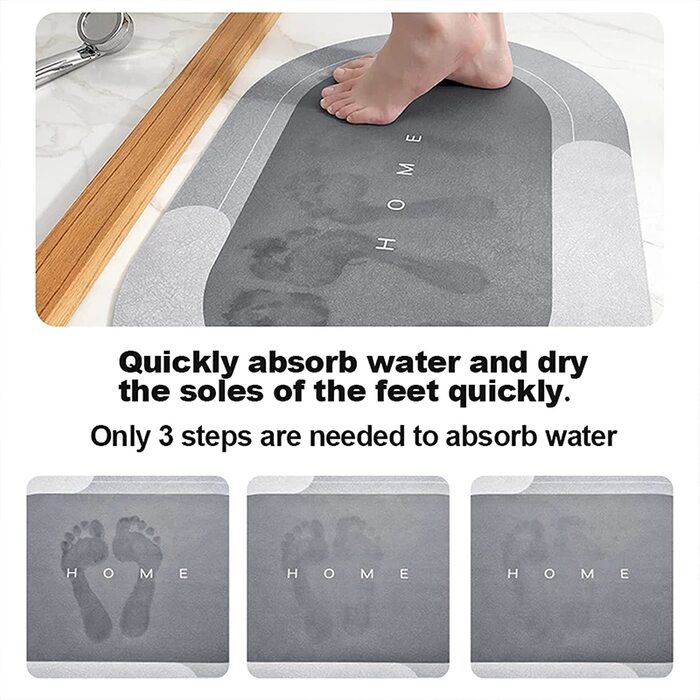 Абсорбуючий килим для ванної кімнати TOKLYUIE 40х60 см темно-сірий