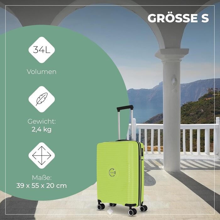 Набір валіз Travelite Orbita 3 шт. (L/M/S) з TSA замком та жорстким корпусом, Limone