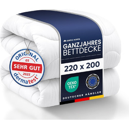 Пухова ковдра Gentle North 220x200 см - всесезонна ковдра для алергіків, м'яка та пухнаста, придатна для прання при 60°C