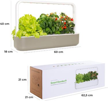 Click and Grow Indoor Garten: Розумний сад для вирощування зелені вдома з LED, 9 капсул (Бежевий)