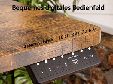 Електричний регульований стіл WALKINGDESK 100x60 см з ящиками, підставка для монітора та тримач для телефону. Для дому та офісу. Колір: рустикальний коричневий