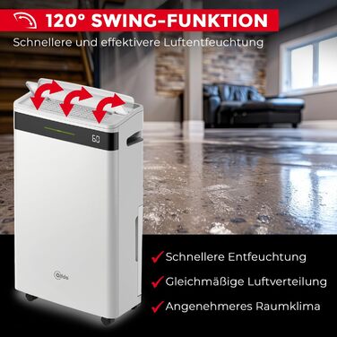 Електричний осушувач повітря AEF2000 - 20 л/день, до 30 м², тихий, з автовимкненням, гігростатом та сенсорним дисплеєм. Ідеально для спальні та ванної кімнати. З керуванням через додаток.