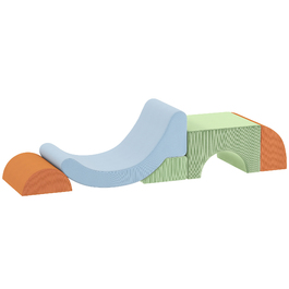 Набір з 5 м'яких кубиків для малюків, ідеальний для лазіння, повзання та конструювання. Легкі, виготовлені з тканини (корд) та піни, різнокольорові.