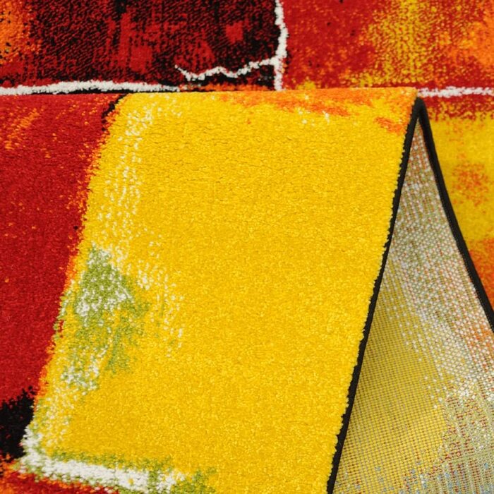 Килим-мрія сучасного дизайнера килим для вітальні з коротким ворсом * різнокольорові чотирикутники синьо-жовтого кольору, розмір (200 х 290 см)