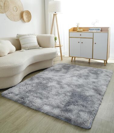 Килим Linyingdian Ultra Soft 160x230см, світло-сірий пухнастий, сучасний, підходить для дітей та віталень