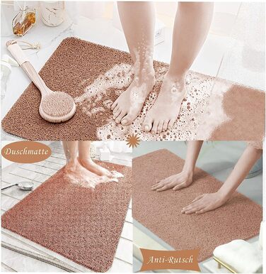 Нековзний килимок для душу Penubuy, нековзний килимок 40 * 60 см з пористою структурою, міцний і простий у догляді ( (коричневий)