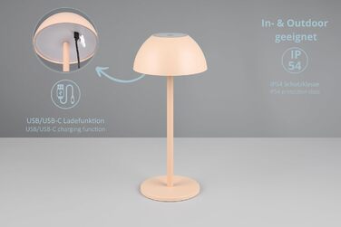 Бездротова настільна лампа Robert, LED, регулювання яскравості, USB зарядка, 30 см (пісок)