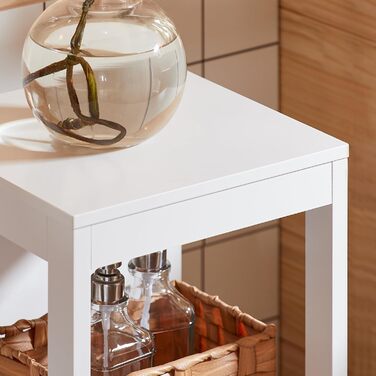 Шафка для ванної кімнати SoBuy BZR186-W, 30x30x89 см, білий колір, з регульованими полицями, вузька, для маленьких ванних кімнат