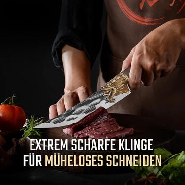 Кухонний ніж Purple Dragon: професійний шеф-ніж з ручкою з рожевого дерева | Для м'яса, риби та овочів