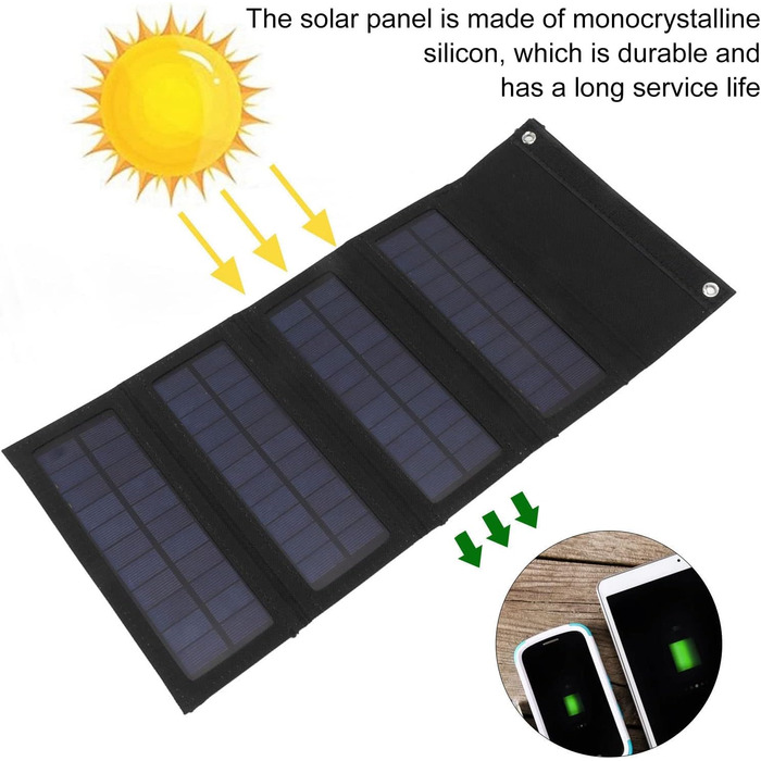 Сонячна панель потужністю 40 Вт, 4-кратна сумка для зарядки сонячної енергії для екстреної зарядки, на природі, кемпінгу, в поході, зарядний пристрій для мобільного телефону (ЧОРНИЙ)