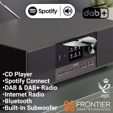 Інтернет-радіо з CD-програвачем, Bluetooth, DAB+, FM, 120 Вт 2.1 стерео, Wi-Fi, Spotify, подкасти, з дисплеєм Majority Quadriga
