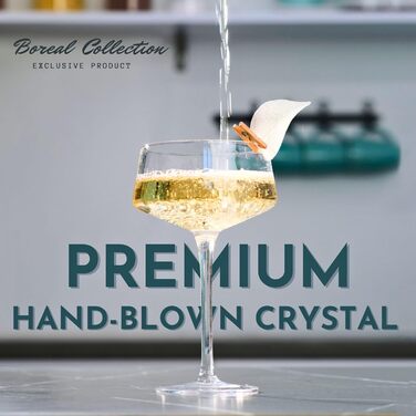 Набір келихів для мартини Callisto Glassware, 4 шт. з барними ложками, ручної витримки, кришталеві келихи Coupé для коктейлів, шампанського, мартини, мантхаттена, космополітену