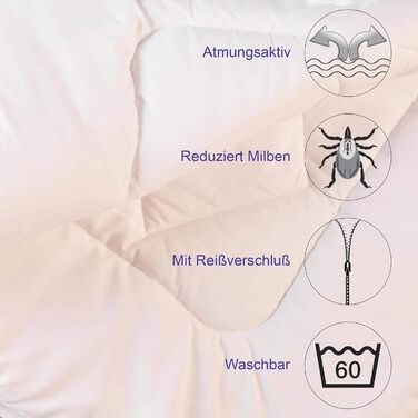 Високоякісна подушка 80х80 см (наповнювач із синтетичного волокна) із захисним чохлом із 100 бавовни, пухова тканина, підходить для тих, хто страждає на алергію на домашній пил (Eco Downfeeling)