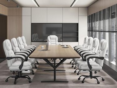 Ергономічне крісло Yaheetech для офісу, для начальника з підставкою для ніг, регульовані підлокітники, комп'ютерне крісло з високою спинкою, біле