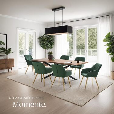 Крісло tectake® з оксамиту, сучасні кухонні стільці, крісло для вітальні, стілець для туалетного столика - (набір 1 шт, темно-зелений/золотий)