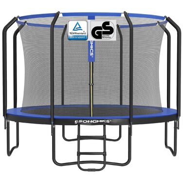 Батут SONGMICS садовий Ø305 см з захисною сіткою та драбиною, чорно-синій
