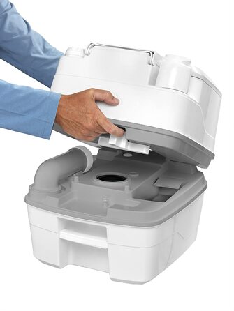 Портативна туалет Thetford Qube, біло-сіра, 330 x 383 x 427 мм (Porta Potti 335, Single)