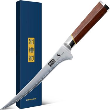 Японський ніж Nakiri HOSHANHO, 7 дюймів, ручне ковальство, з суперсталі, універсальний ніж для м'яса та овочів, ручка з червоного сандалового дерева, подарункова коробка