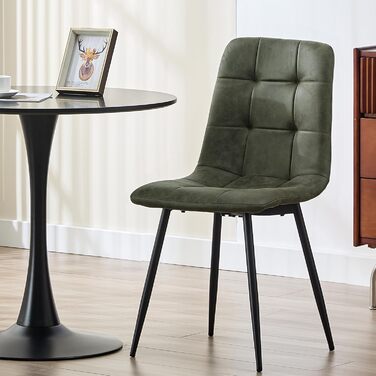LEWE Комплект обідніх стільців для кухні та вітальні, зелені. Сучасні стільці з металевими ніжками та м'яким сидінням з технічної тканини (2 шт.)