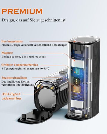 Електричні грілки для рук KINREECELL 10000mAh, 2 шт., з магнітним з'єднанням, зарядний кейс, 4 режими нагріву, до 55°C, тривалий час роботи, портативні