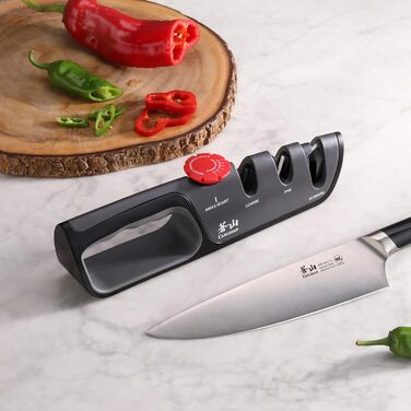 Професійний ніж Cangshan 1026108 з регулюванням 3 ступенів (14-24 градуси) + точилка для ножів, чорний