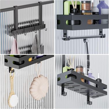 Настінна поличка для душу YEAUPE PRO з 3 ярусами – органайзер для ванної кімнати без свердління, чорний, до 18 кг